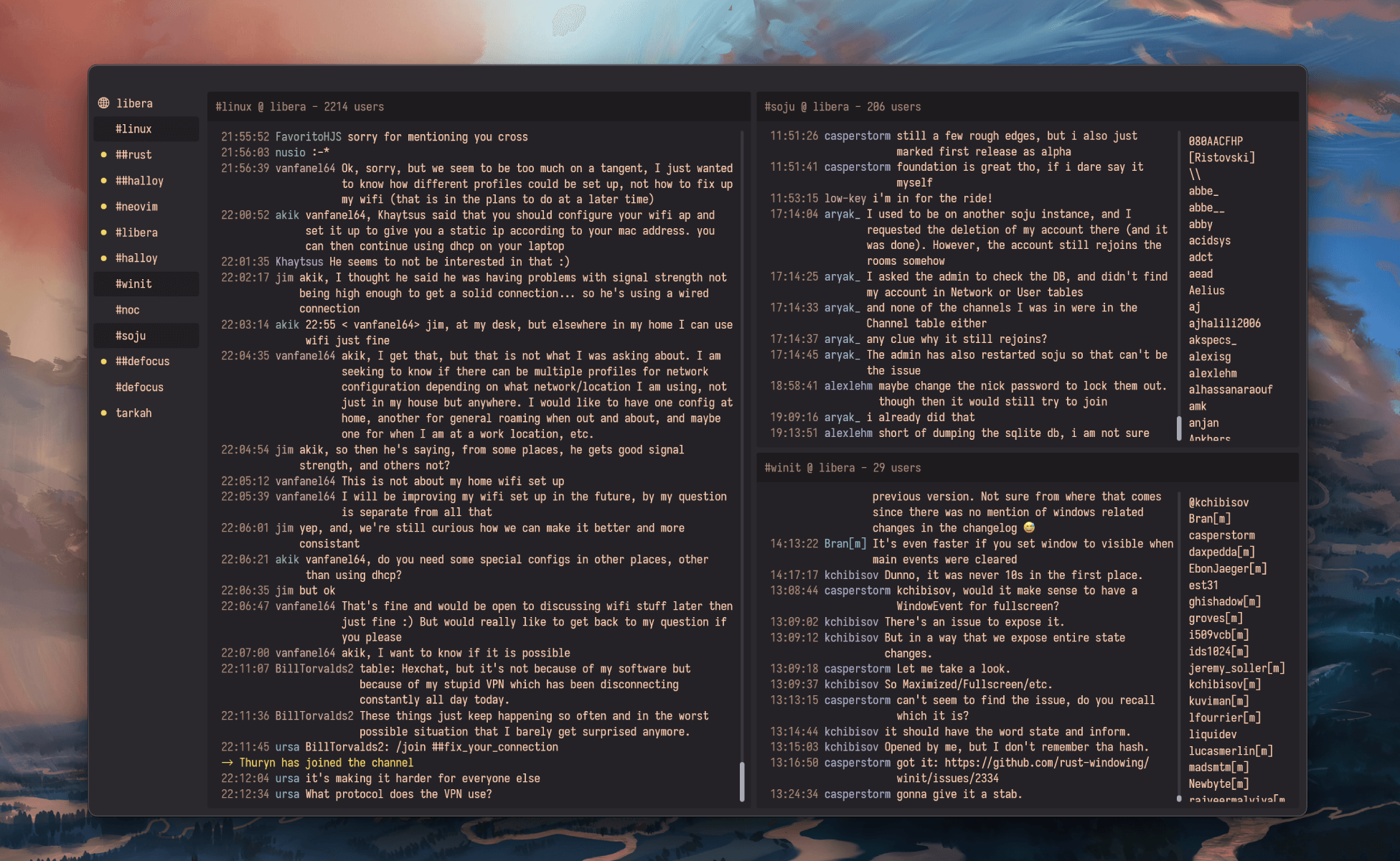 Halloy on Linux: panes, sidebar, modern defaults