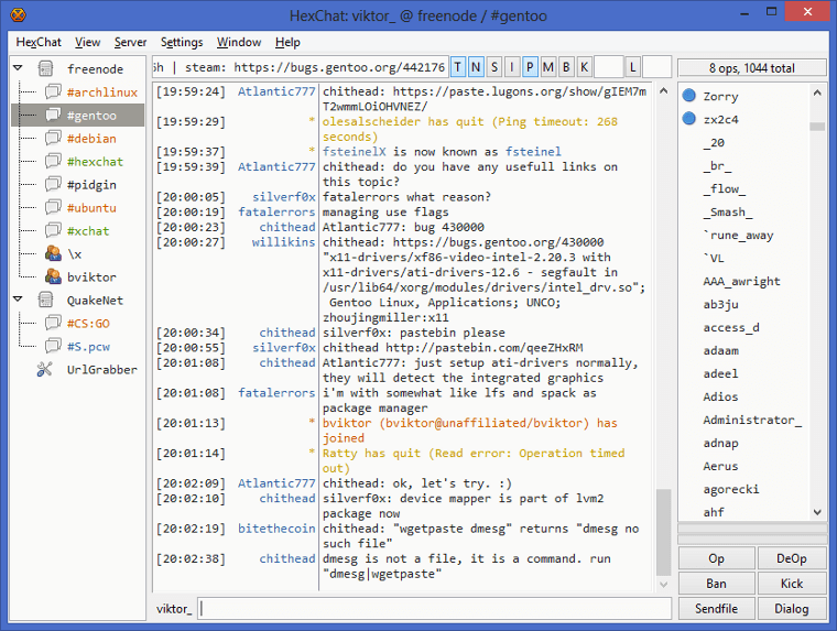HexChat on Windows: the tabbed interface a generation learned IRC in